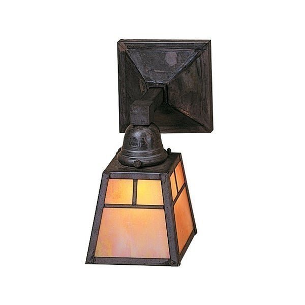 A-Line Shade One Light Sconce Without Overlay (Empty), Black, Gold White Iridescent Glass, Arroyo Craftsman, Mfr#: AS-1EGW-BK